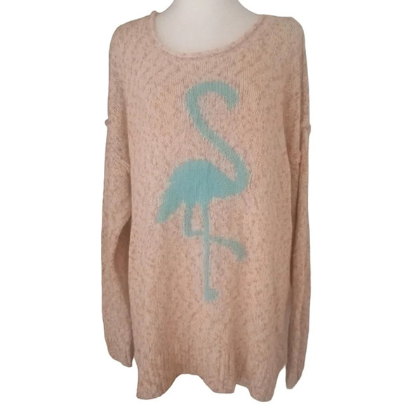 Torrid Marled Cotton Flamingo Pink Neon Pop Knit Sweater Size 1X - Picture 4 of 11